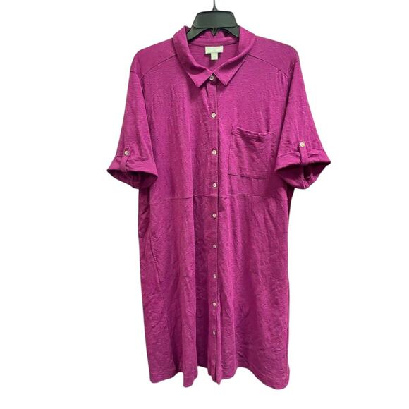 J.jill Classic Cotton-slub Shirtdress with POCKETS size 2X - Picture 3 of 6